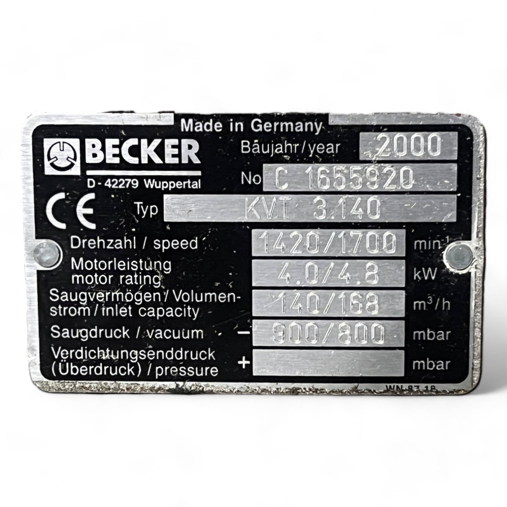 Becker KVT 3.140 Trockenlaufende Drehschieber-Vakuumpumpe ÜBERHOLT – Ansicht 11