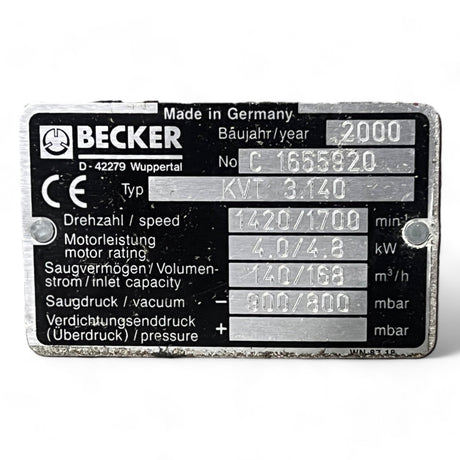 Becker KVT 3.140 Trockenlaufende Drehschieber-Vakuumpumpe ÜBERHOLT – Ansicht 11