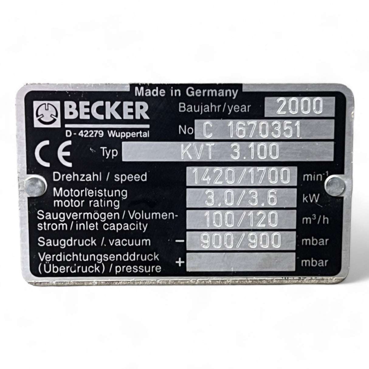 BECKER KVT 3.100 Trockenlaufende Drehschieber-Vakuumpumpe ÜBERHOLT – Ansicht 3