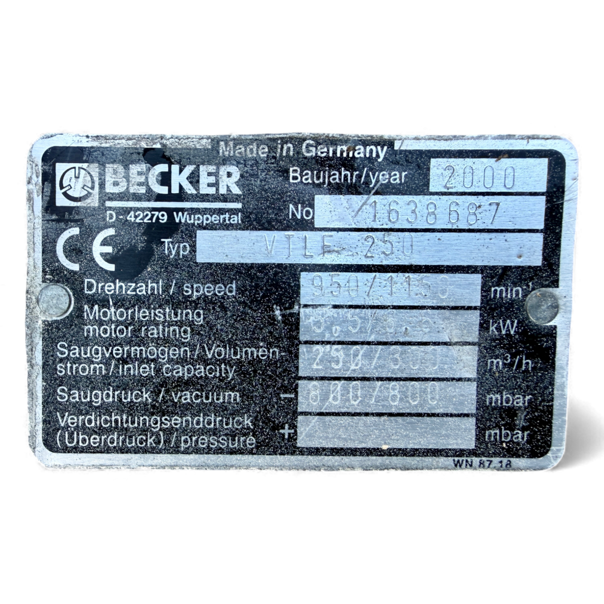 Becker Trockenlaufende Drehschieber-Vakuumpumpe VTLF 250 | Art.-Nr. C1582189 – Ansicht 12
