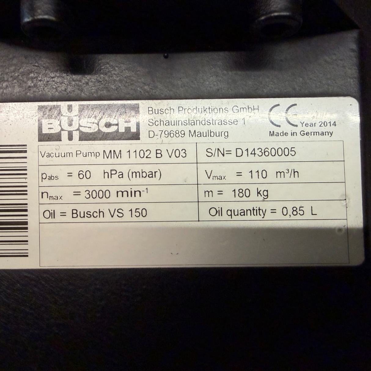 Busch Mink MM 1102 BV Vakuumpumpe Art.-Nr. MM1102BV – Ansicht 13
