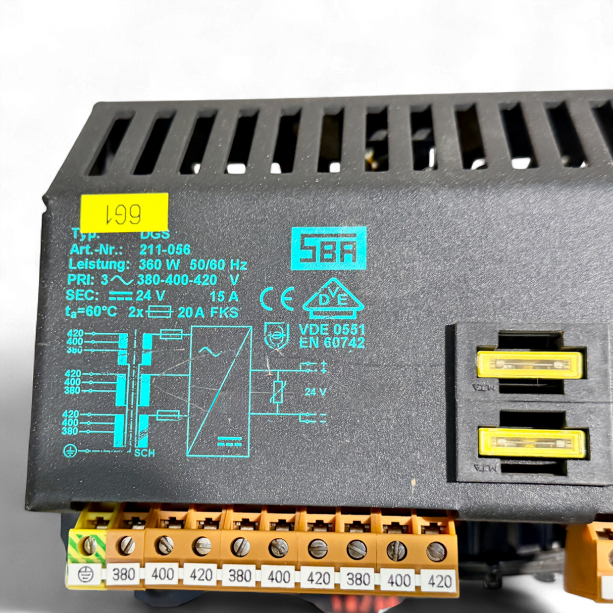 SBA Steuertransformator 24 V Art Nr 211056 – Ansicht 6