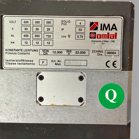 OMLAT Hauptspindel Motorspindel Motor Hauptmotor Typ mW 13,5 10 4 12 kW Art Nr 120522 IMA CNC (spindle motor, main spindle)