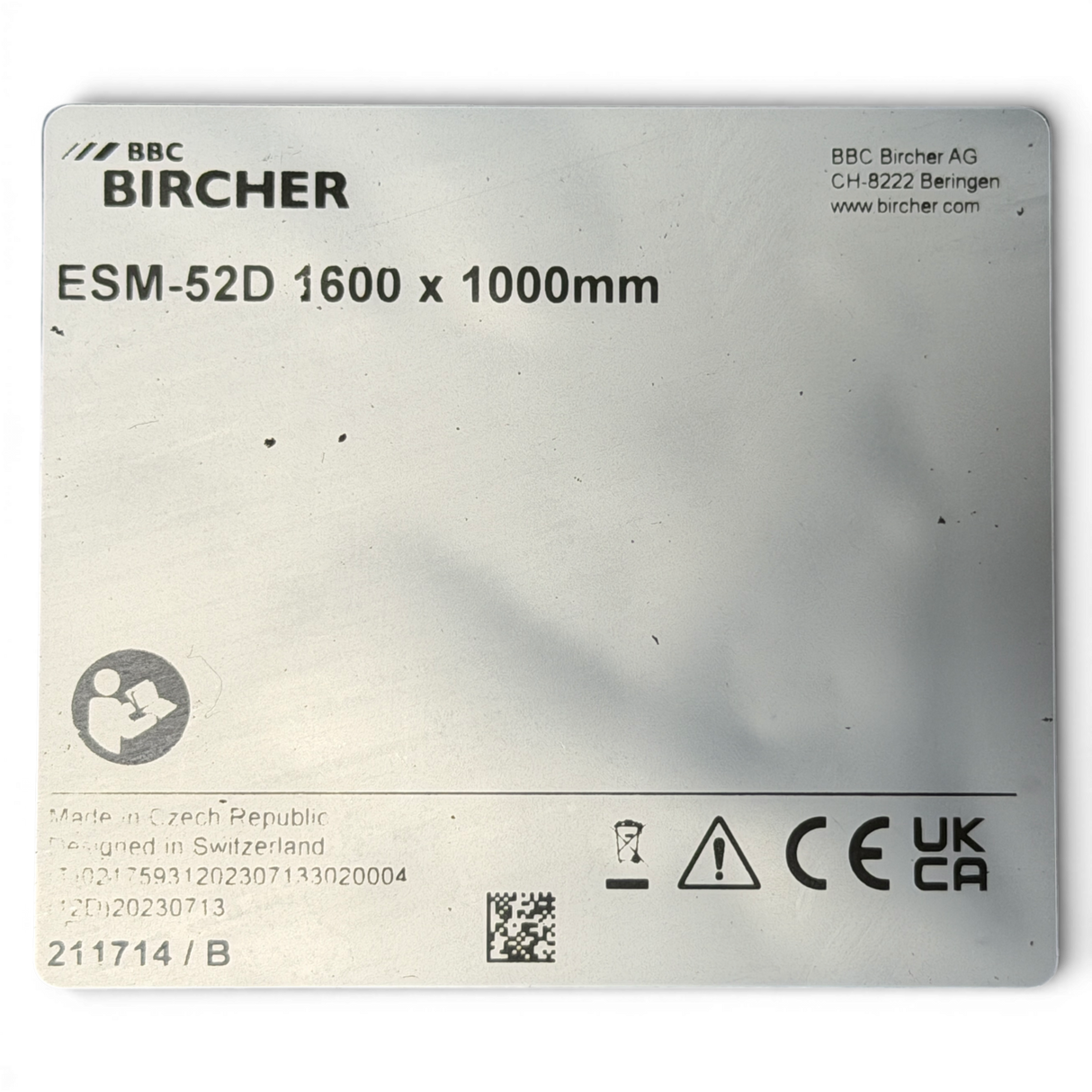 BBC BIRCHER Trittschutzmatte Trittmatte Sicherheitsschaltmatte ESM-52D 1600 x 1000 x 11 mm für HOMAG / IMA fabrikneu