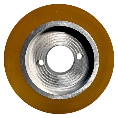 Vorschubrolle 120 x 60 mm Polyurethan (PU R / PU) mit Alukern – Ø35 mm Bohrung – Teilkreis 8,5 x 48 – für Maggi, Haffner