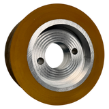 Vorschubrolle 120 x 60 mm Polyurethan (PU R / PU) mit Alukern – Ø35 mm Bohrung – Teilkreis 8,5 x 48 – für Maggi, Haffner