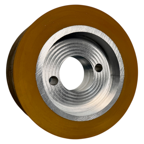 Vorschubrolle 120 x 60 mm Polyurethan (PU R / PU) mit Alukern – Ø35 mm Bohrung – Teilkreis 8,5 x 48 – für Maggi, Haffner