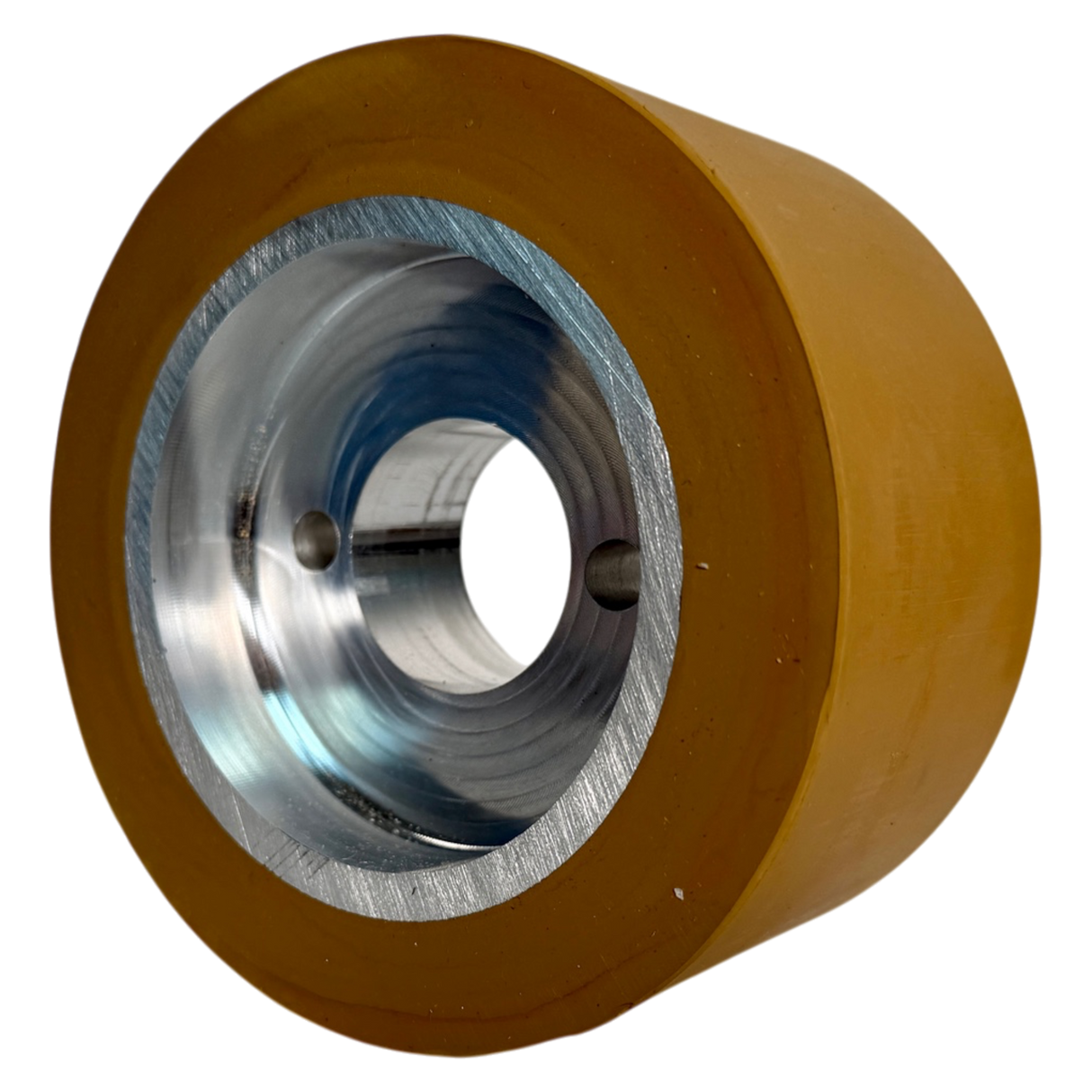 Vorschubrolle 120 x 60 mm Polyurethan (PU R / PU) mit Alukern – Ø35 mm Bohrung – Teilkreis 8,5 x 48 – für Maggi, Haffner