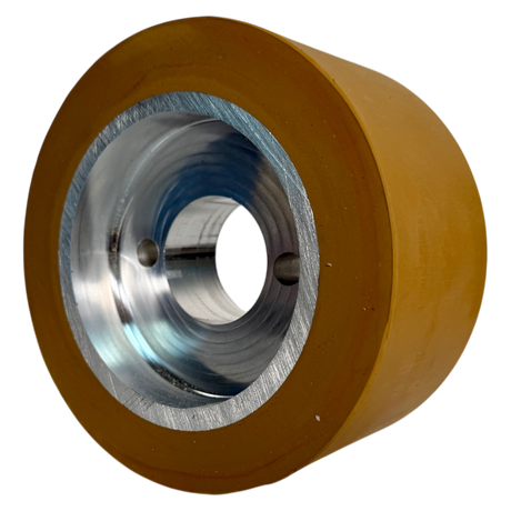 Vorschubrolle 120 x 60 mm Polyurethan (PU R / PU) mit Alukern – Ø35 mm Bohrung – Teilkreis 8,5 x 48 – für Maggi, Haffner