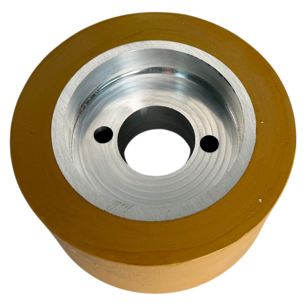 Vorschubrolle 120 x 60 mm Polyurethan (PU R / PU) mit Alukern – Ø35 mm Bohrung – Teilkreis 8,5 x 48 – für Maggi, Haffner