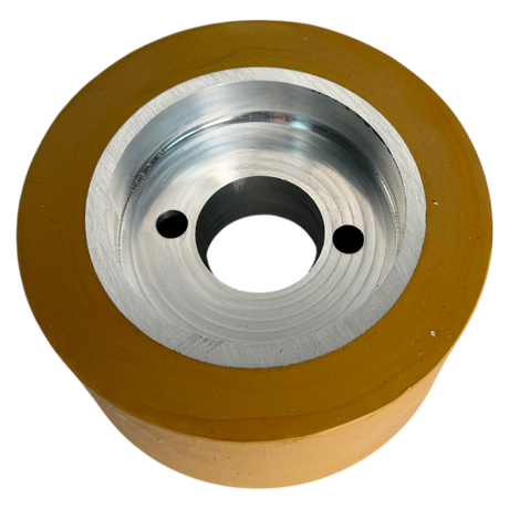 Vorschubrolle 120 x 60 mm Polyurethan (PU R / PU) mit Alukern – Ø35 mm Bohrung – Teilkreis 8,5 x 48 – für Maggi, Haffner