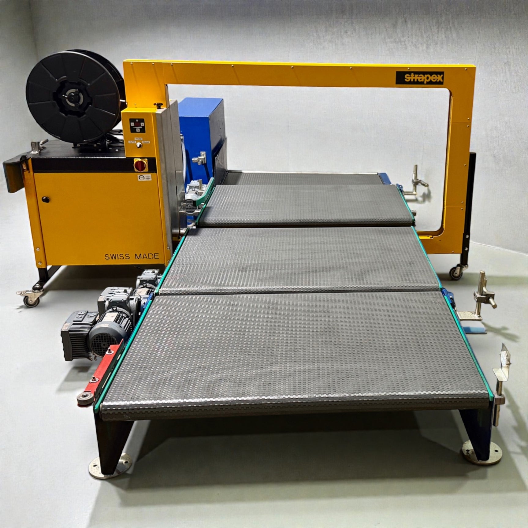 Strapex SMG 65 automatische Umreifungsanlage mit Fördertechnik und modularen Gliederbandförderanlage – Ansicht 6