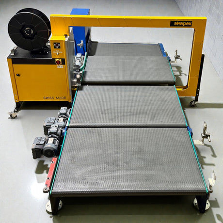 Strapex SMG 65 automatische Umreifungsanlage mit Fördertechnik und modularen Gliederbandförderanlage – Ansicht 11