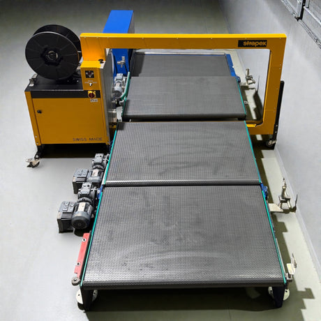 Strapex SMG 65 automatische Umreifungsanlage mit Fördertechnik und modularen Gliederbandförderanlage – Ansicht 12
