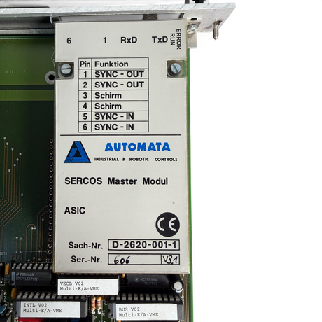 HOMAG AUTOMATA MULTI-E/A VME-GRUNDKARTE Art.-Nr. 4-086-05-0368 mit SERCOS Master Modul ASIC V3.1 für HOMAG BAZ BOF 32 41