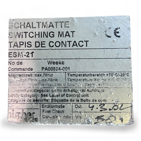 Homag Weeke Bircher Trittmatte Sicherheits-Schaltmatte ESM-21, 1200x1000mm blau 121019-001, PA00524-001 Homag Nr