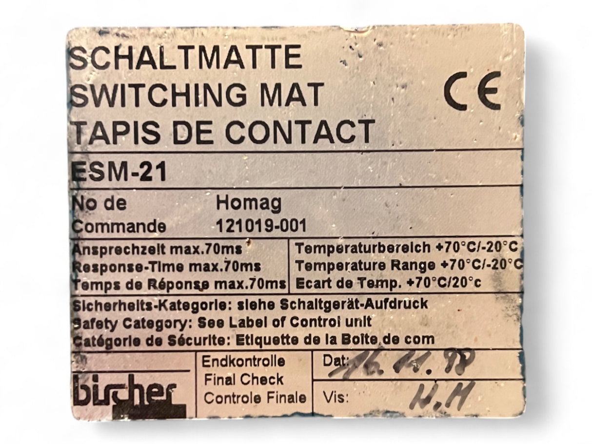Homag Weeke Bircher Trittmatte Sicherheits-Schaltmatte ESM-21, 1200x1000mm blau 121019-001, PA00524-001 Homag Nr