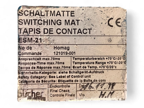 Homag Weeke Bircher Trittmatte Sicherheits-Schaltmatte ESM-21, 1200x1000mm blau 121019-001, PA00524-001 Homag Nr