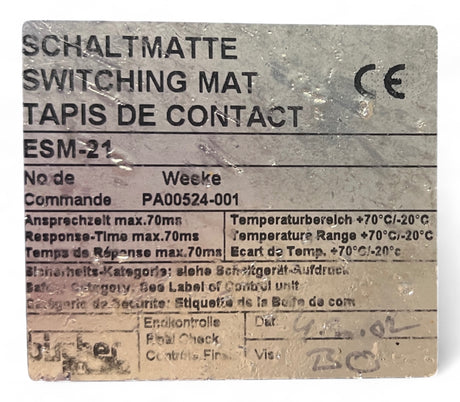 Homag Weeke Bircher Trittmatte Sicherheits-Schaltmatte ESM-21, 1200x1000mm blau 121019-001, PA00524-001 Homag Nr