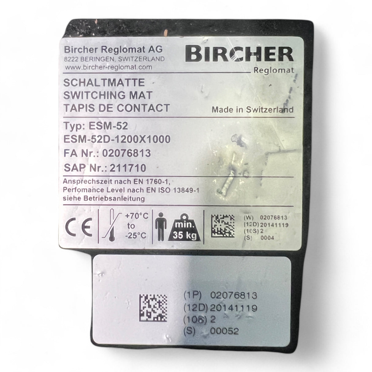 Homag Weeke Bircher Trittmatte Sicherheits-Schaltmatte ESM-52 1200x1250mm mit Noppen Nr- 5176.5.103 – Ansicht 8