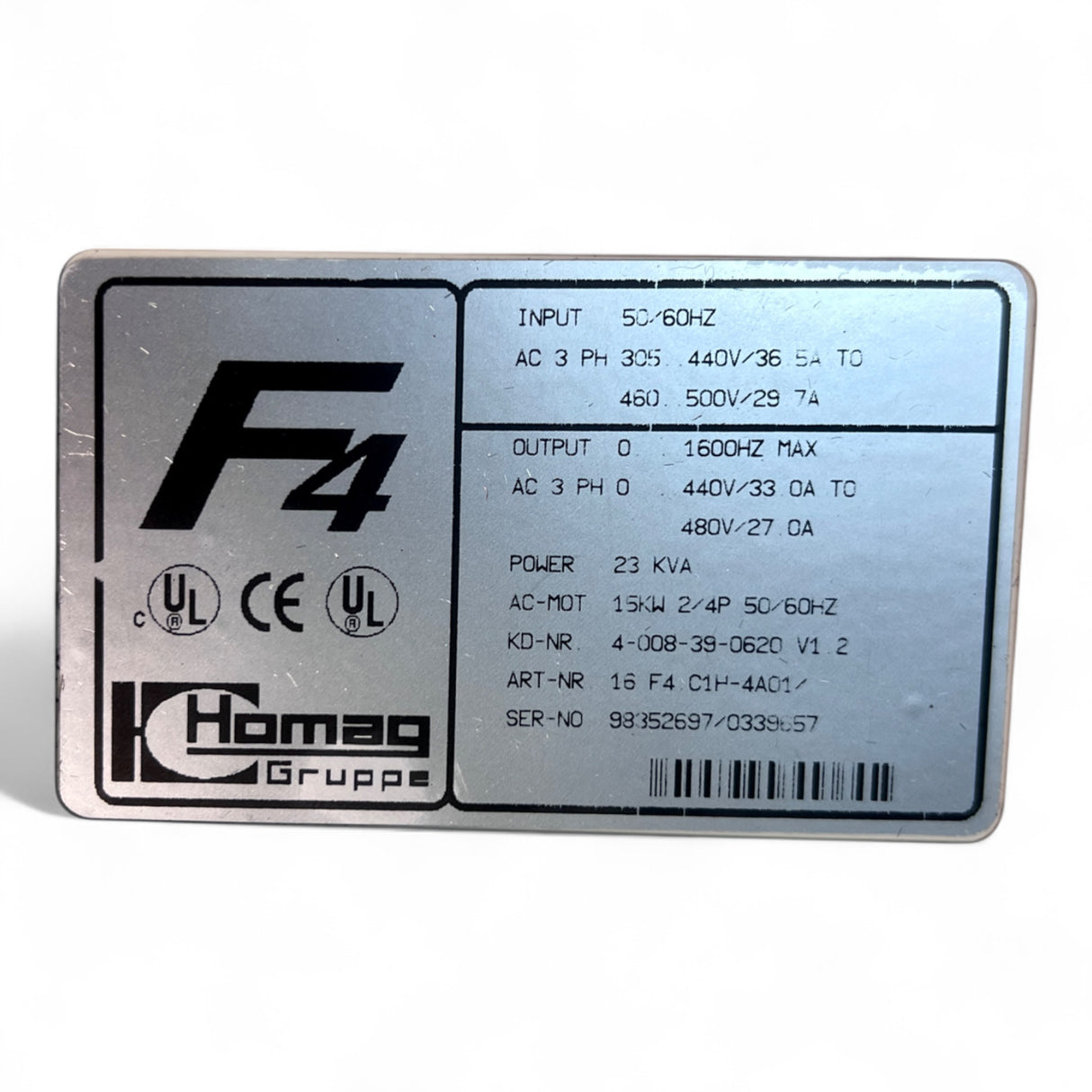 HOMAG KEB COMBIVERT F4 Frequenzumrichter 16 F4 C1H 4A01 – 15kW – Artikelnummer 4-008-39-0620 – Ansicht 9