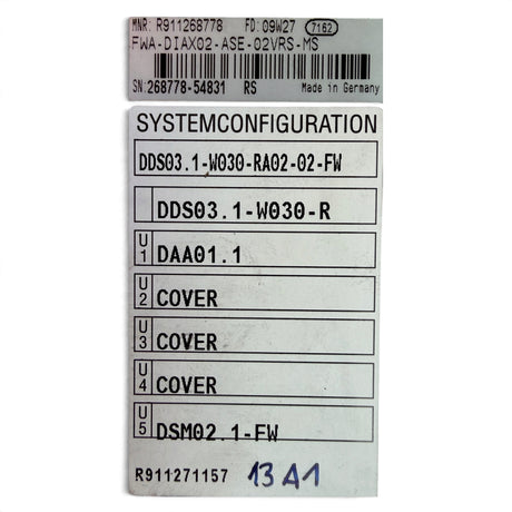Indramat DDS03.1-W030-RA02-02-FW, SN 286673-24135 – Konfigurationskarte mit DAA01.1 und DSM02.1-FW