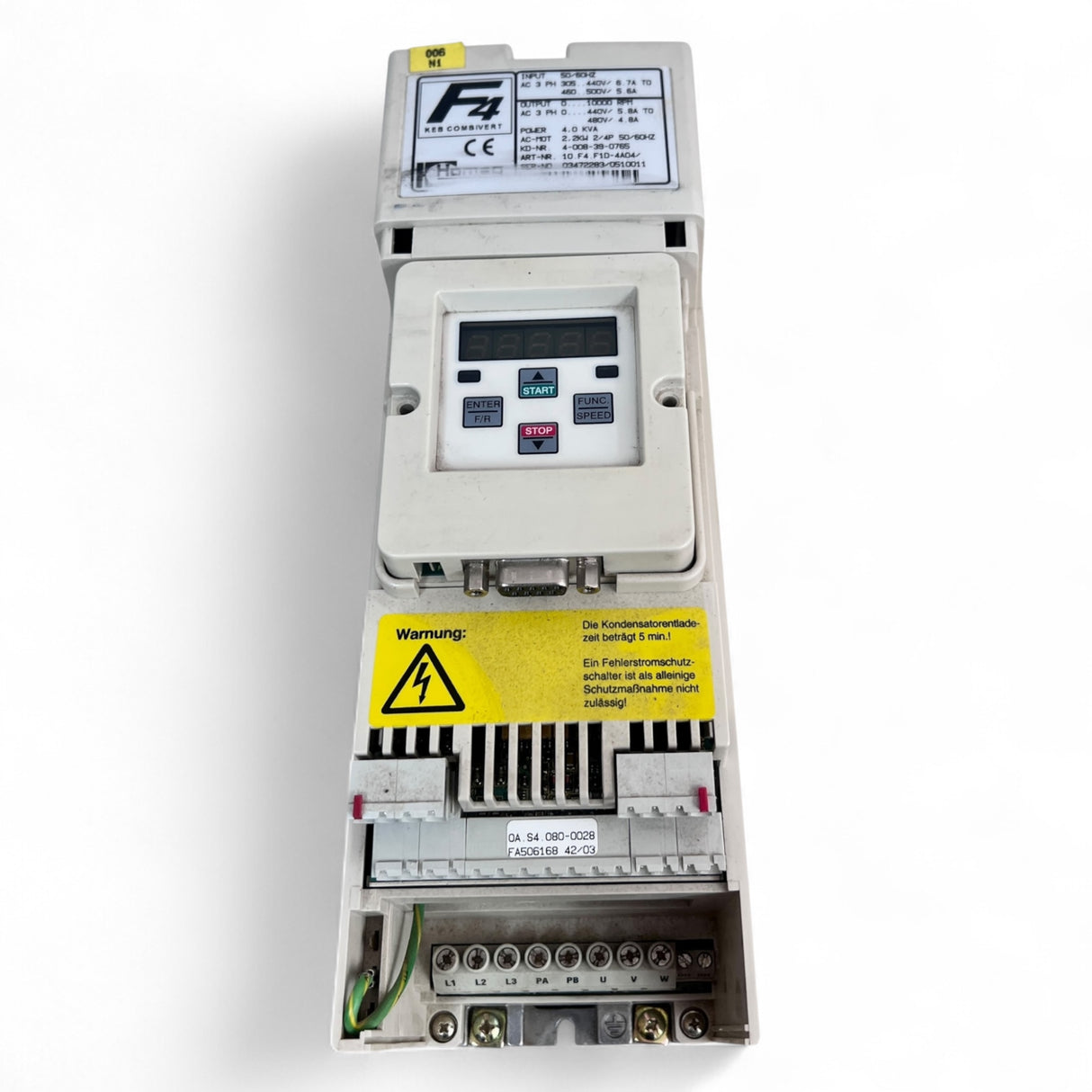 KEB COMBIVERT F4 Frequenzumrichter 10.F4.F1D-4040/Z 2.2 kW 4.0 kVA Motorleistung mit RS232-Toslink Modul – Ansicht 3