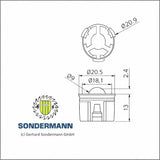 Kugeldüse Luftdüse 20,5 mm Luftkissentisch mit Feder wie Holzma 2-052-66-2600 HOMAG Sawteq Kugelventil mit Feder – Ansicht 5