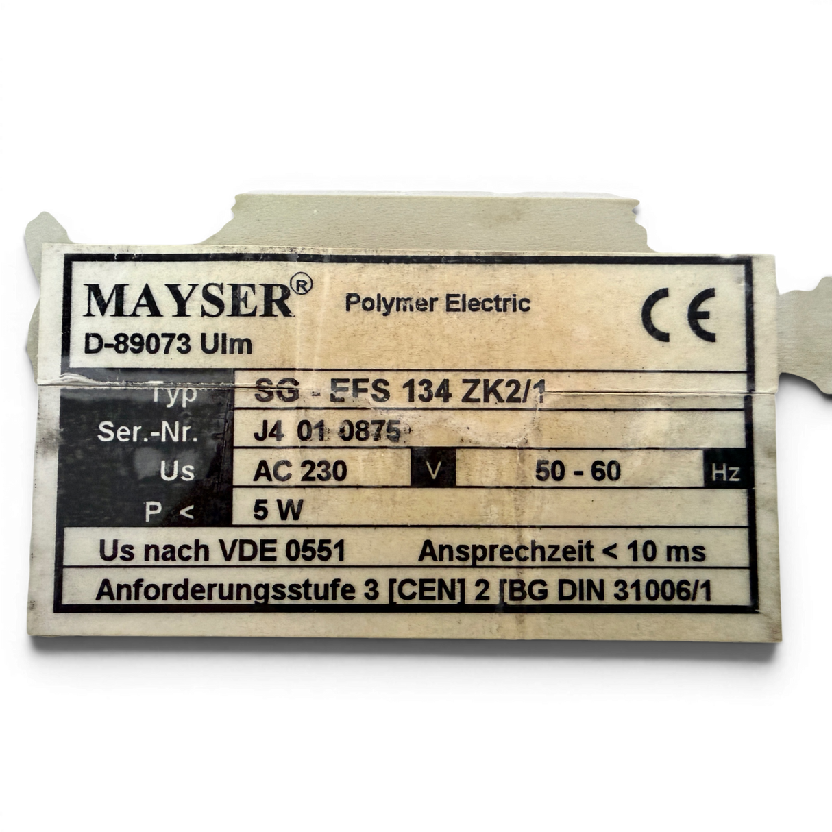 Mayser SG-EFS 134 ZK2/1 L20ms Sicherheitsschaltgerät Sicherheitsrelais