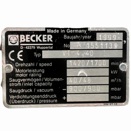 BECKER VT 4.40 DREHSCHIEBER-VAKUUMPUMPE – Ansicht 7