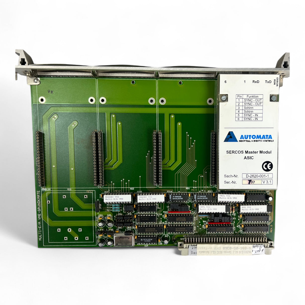 HOMAG MULTI-E/A VME-GRUNDKARTE Multi E/A V2.1 Sercos ASIC V3.1 Automata Art.-Nr. 4-086-05-0368 – Ansicht 2