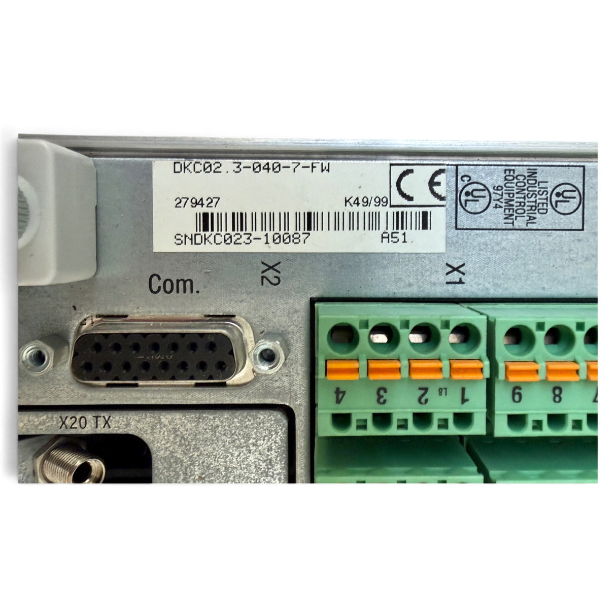 Rexroth Indramat EcoDrive03 Antriebsregelgerät DKC02.3-040-7-FW · SERCOS · 40 A · 3 AC 380–480 V · SN DKC023-10087
