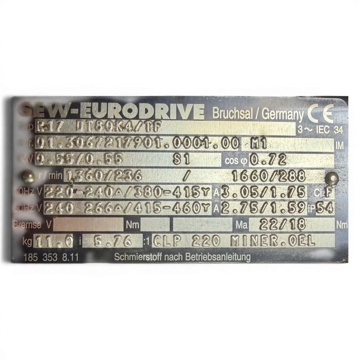 SEW EURODRIVE Getriebemotor R17 DT80K4/TF Art.-Nr. R17DT80K4TF – Ansicht 7