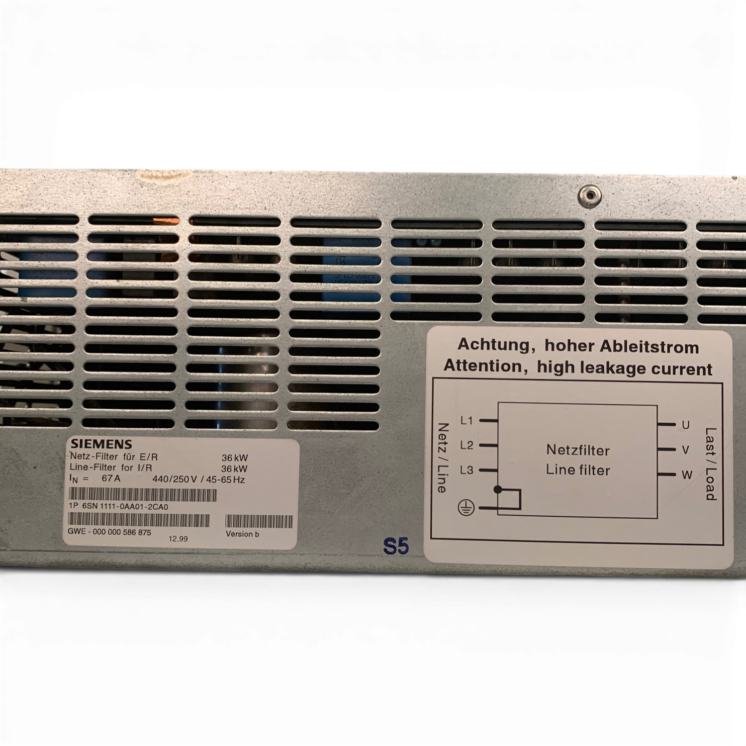SIEMENS Netz-Filter (I/R) 36kW 6SN111-0AA01 Art.-Nr. 6SN111-0AA01 – Ansicht 4